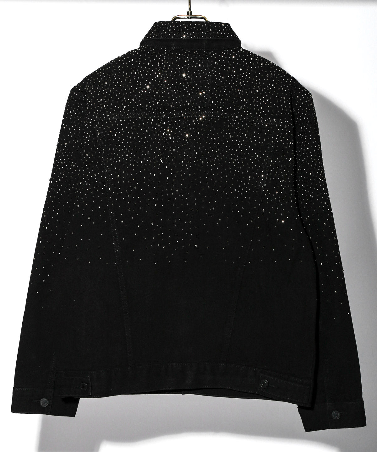 ラグスタイル LUXSTYLE ラインストーングラデーションデニムジャケット/ラインストーン ジーンズジャケット トラッカージャケット キラキラ グリッター おしゃれ (ブラック) ブラック