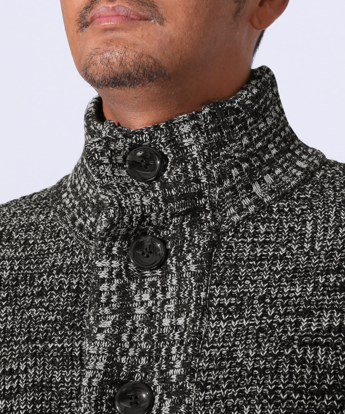 ラグスタイル LUXSTYLE 畦編みニットカーディガン/カーデ 畦編み 片畦 スタンドネック 長袖 無地 杢 ミックス アクリル100% ボタン 暖か あったか おしゃれ (ベージュミックス) ベージュミックス