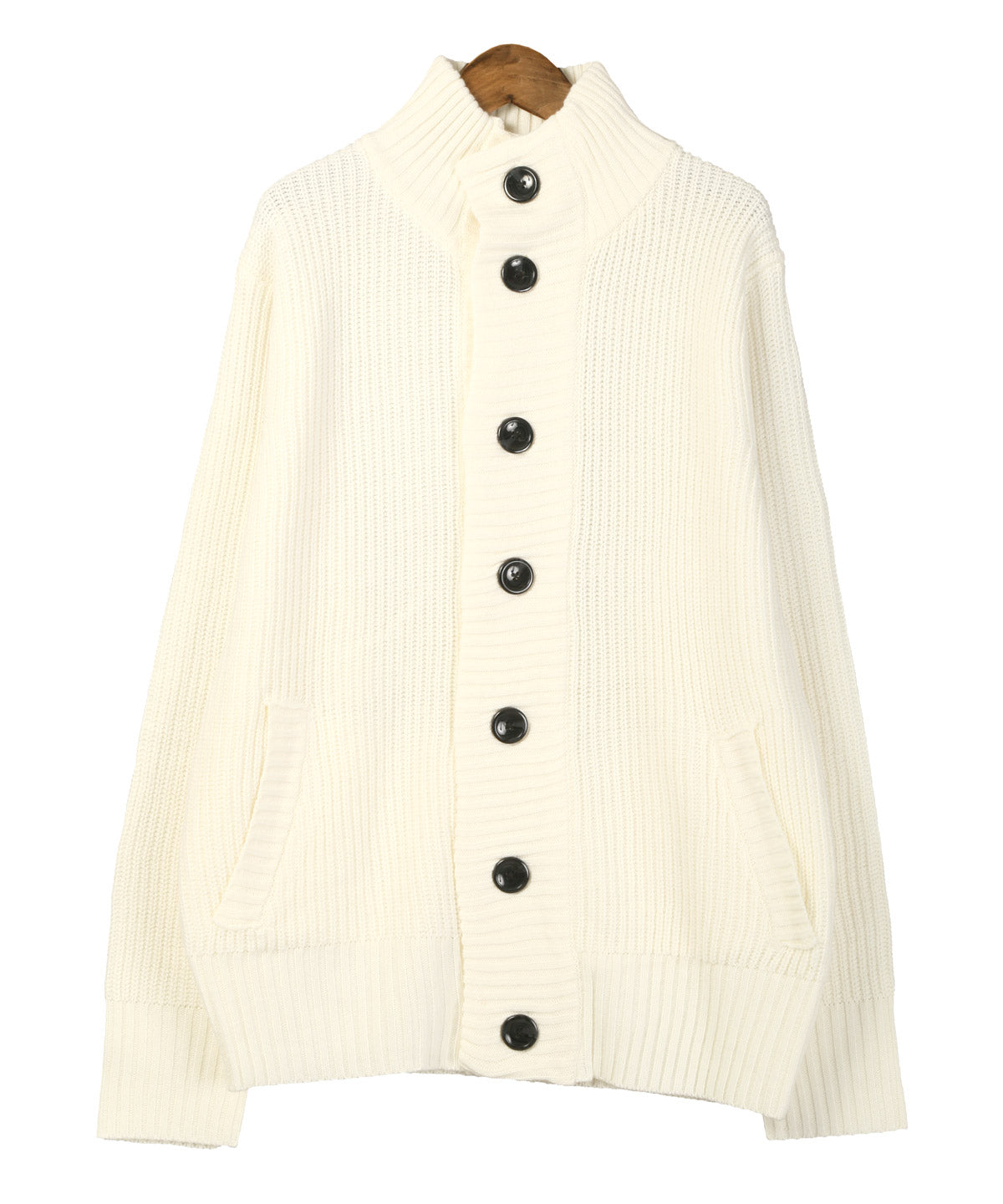 ラグスタイル LUXSTYLE 畦編みニットカーディガン/カーデ 畦編み 片畦 スタンドネック 長袖 無地 杢 ミックス アクリル100% ボタン 暖か あったか おしゃれ (ベージュミックス) ベージュミックス