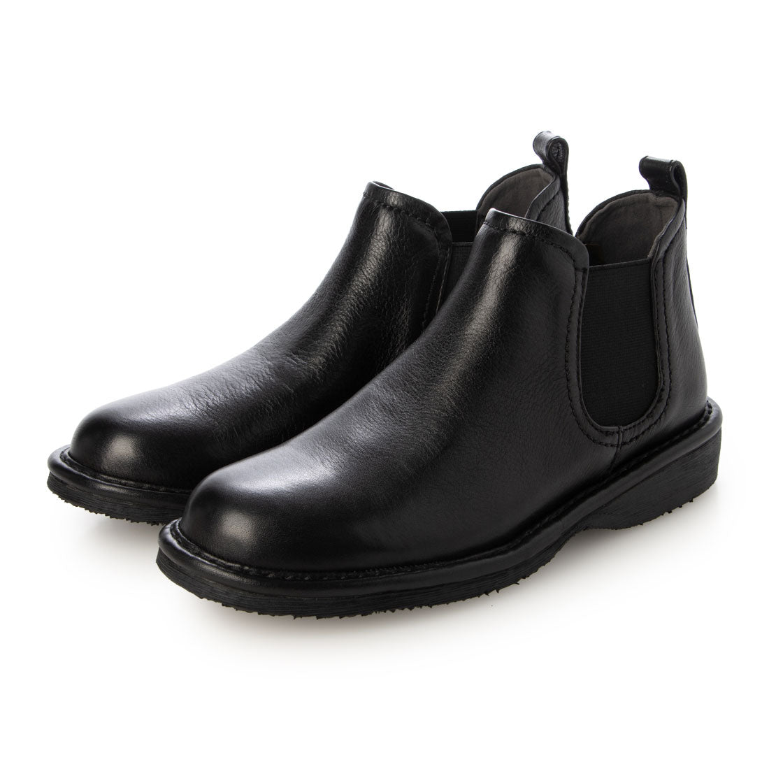 ミラスポーツ Milla sports 柔らかレザー フラット サイドゴア カジュアルブーツ (ブラック) ブラック