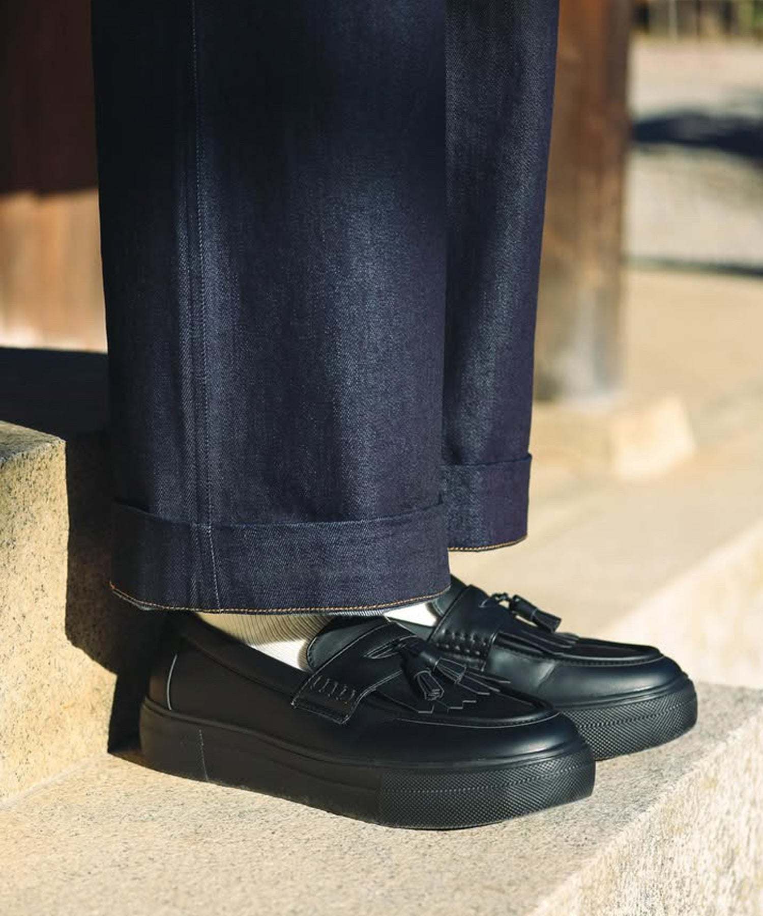 ミッドランドフットウェアーズ Midland Footwears スタイルアップソール タッセルローファー スニーカー (BL) BL