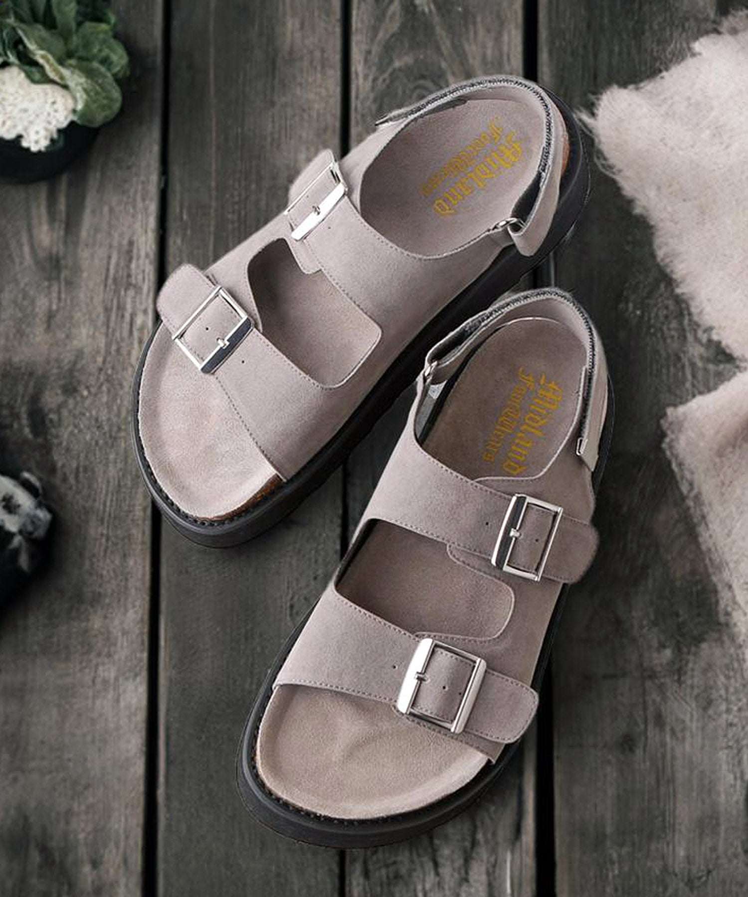 ミッドランドフットウェアーズ Midland Footwears ハイソール ダブルベルト ボリューム デザインサンダル (BG) BG