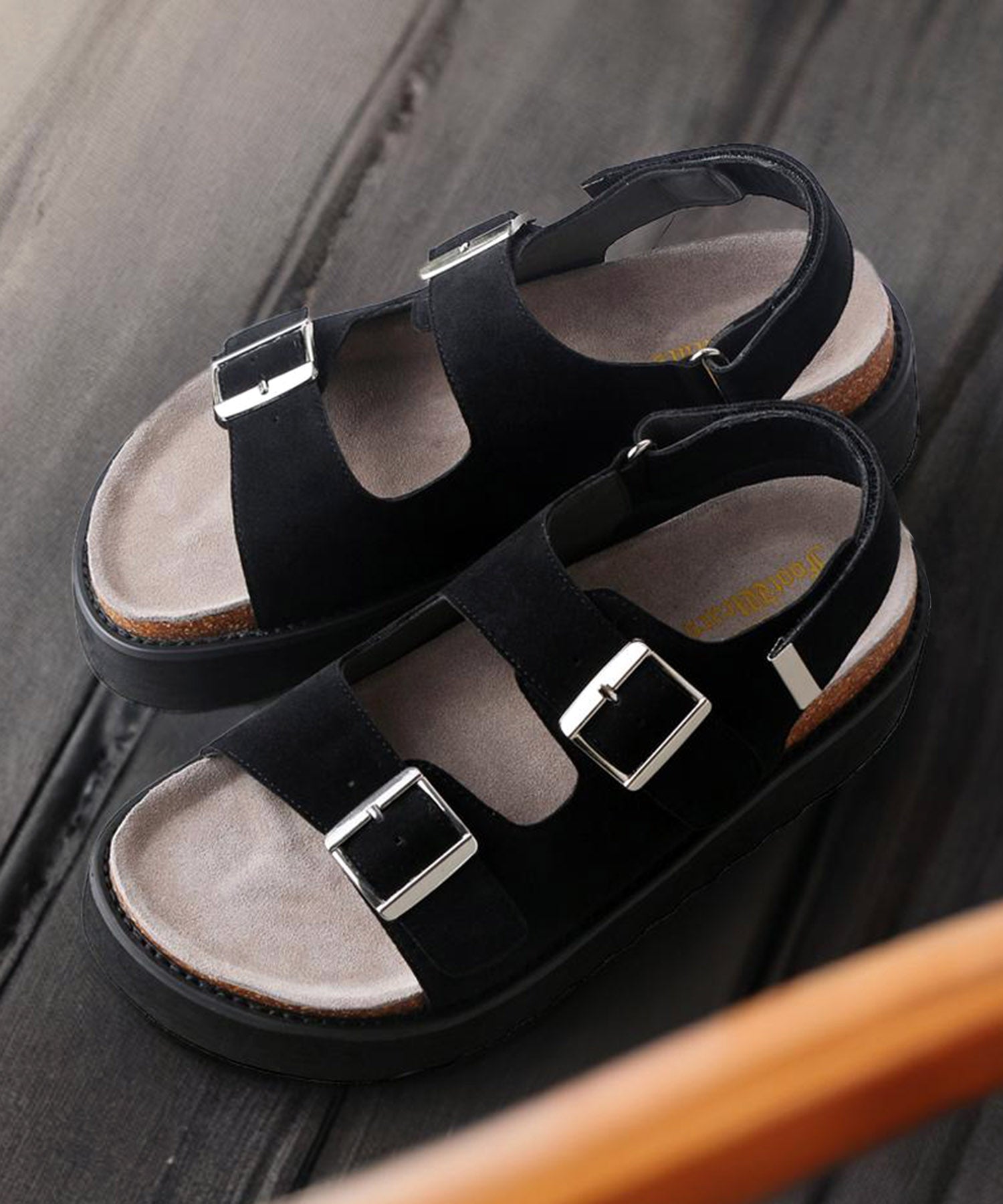 ミッドランドフットウェアーズ Midland Footwears ハイソール ダブルベルト ボリューム デザインサンダル (BL) BL