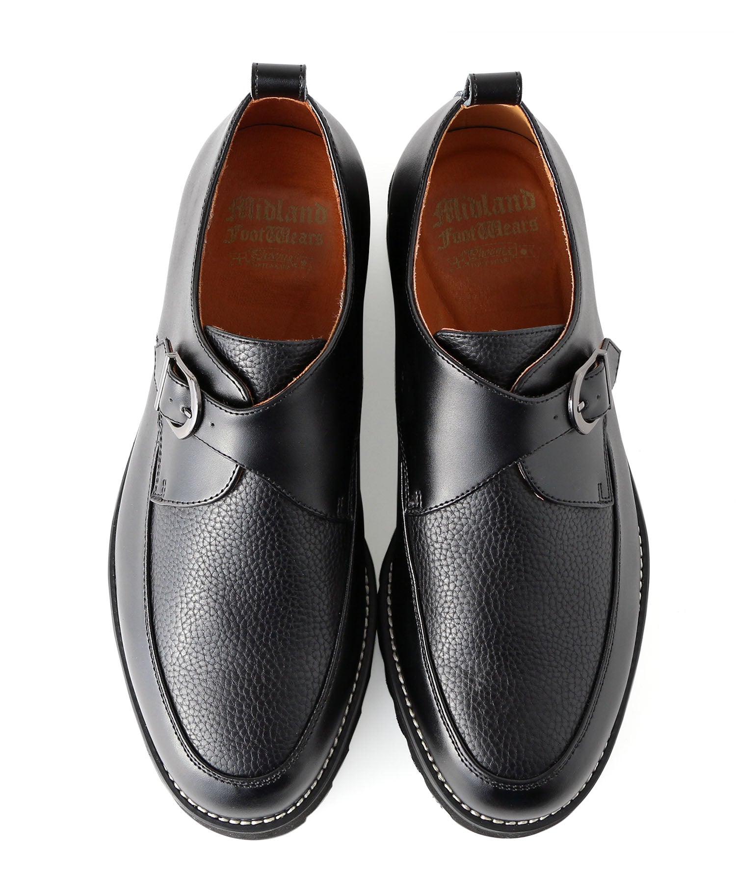 ミッドランドフットウェアーズ Midland Footwears レザー ハイソール シャーク シングルモンク コンビネーション シューズ (BL) BL