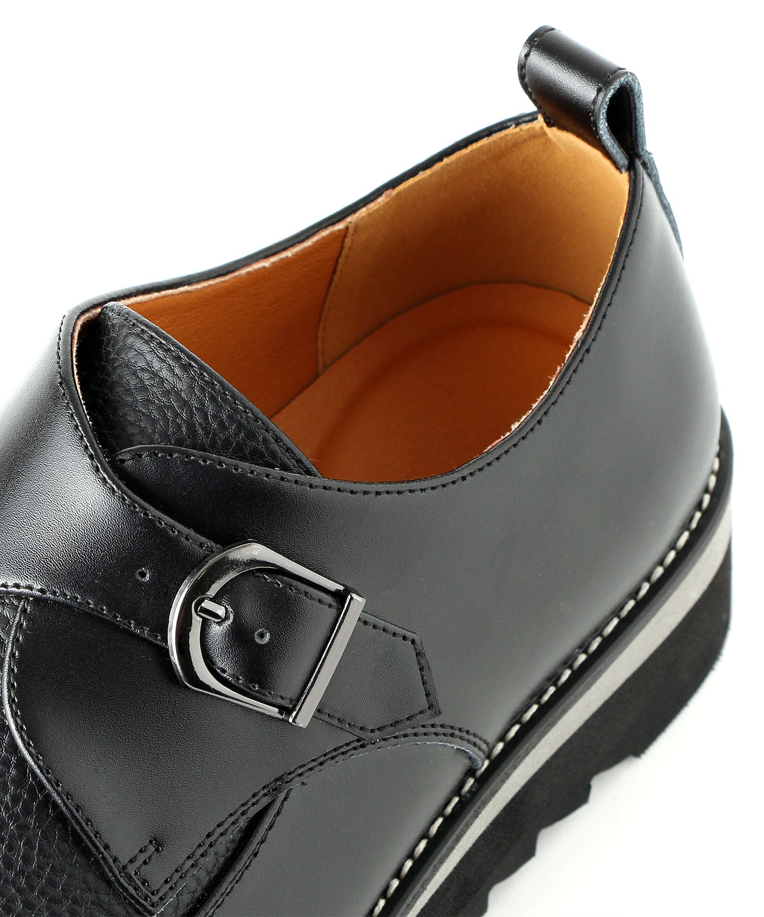 ミッドランドフットウェアーズ Midland Footwears レザー ハイソール シャーク シングルモンク コンビネーション シューズ (BL) BL