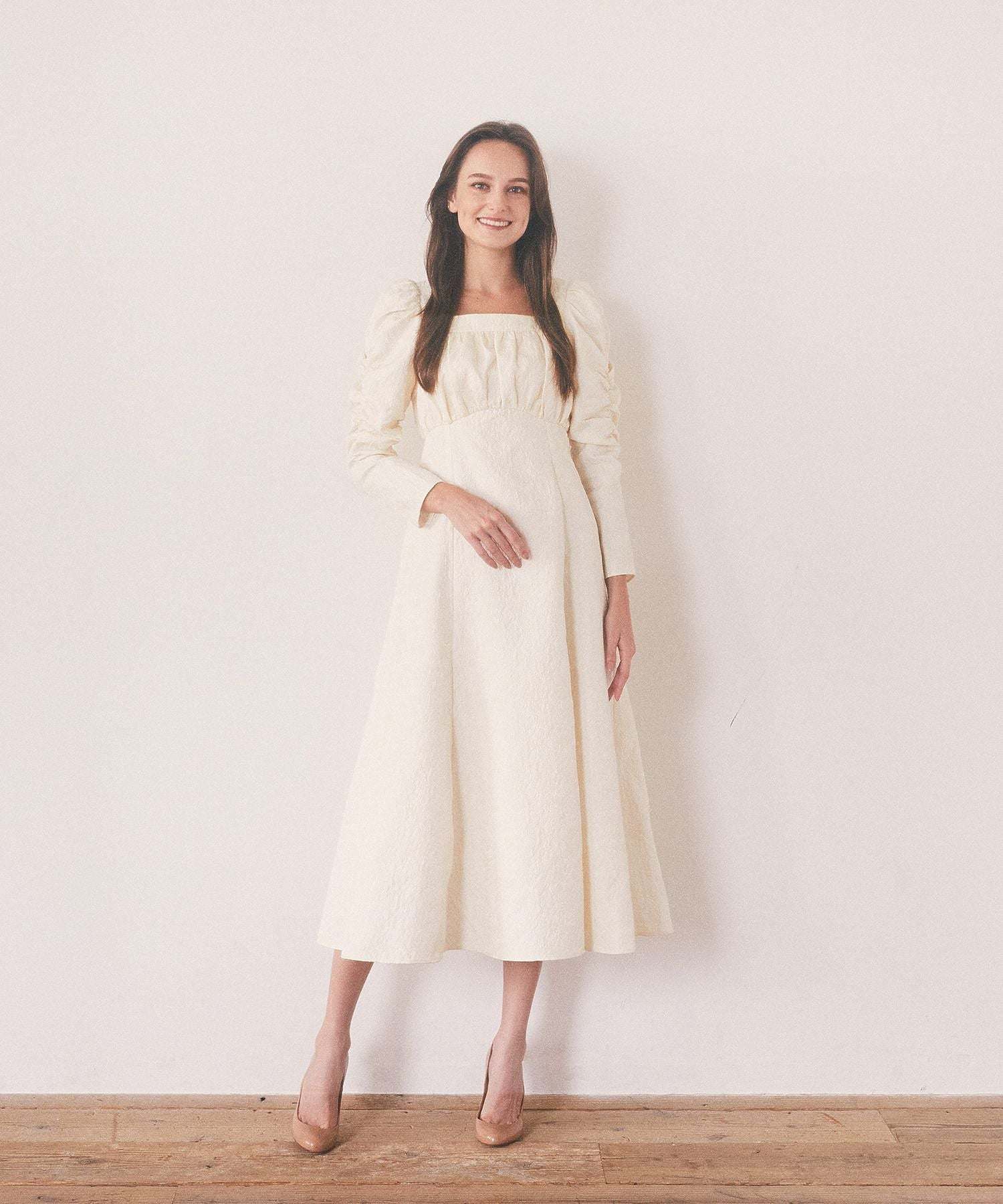 メゾン ド フルール Maison de FLEUR 慈愛に満ちたジャカードワンピース (ブラック) ブラック