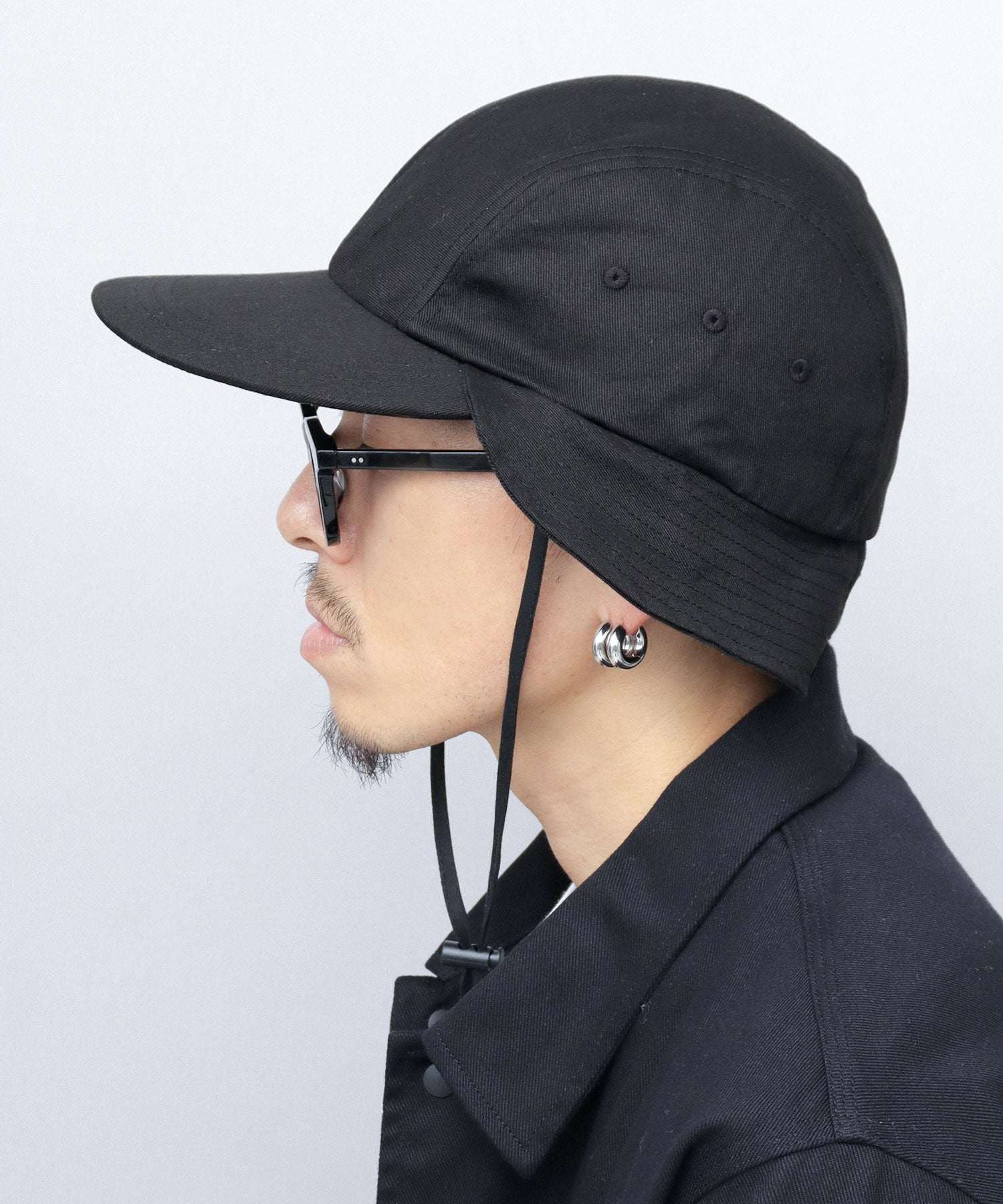 ミスターカバー Mr.COVER キャップ 帽子 サンシェード付き つば長め あご紐 2way ロングビル ハンターキャップ 無地