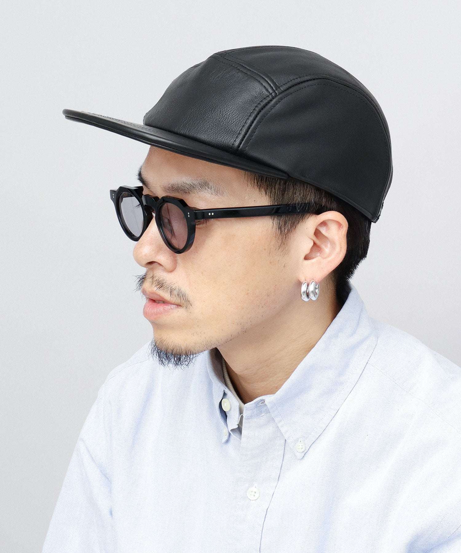 ミスターカバー Mr.COVER キャップ ジェットキャップ つば長め つば広 平つば 帽子 レザー 本革 レザーキャップ 無地