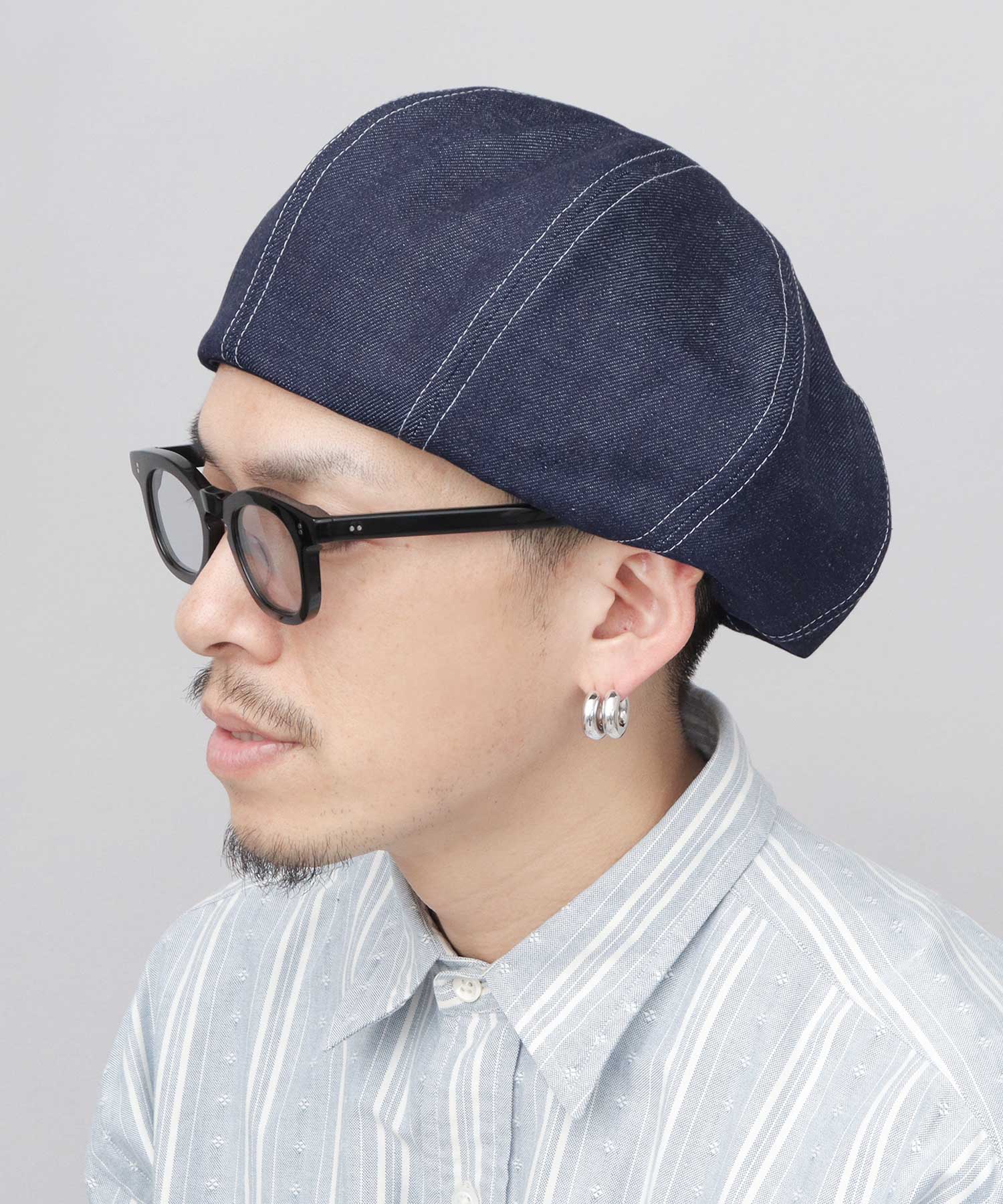 ミスターカバー Mr.COVER 日本製 12オンス 岡山産 リジットデニム ボリューム パネルベレー帽 (ネイビー) ネイビー