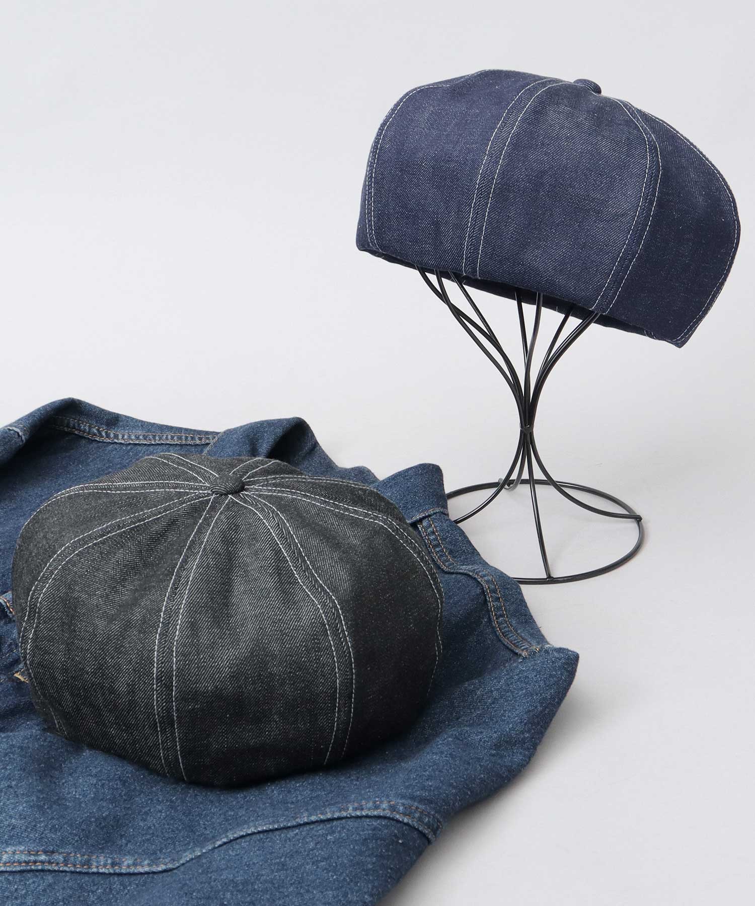 ミスターカバー Mr.COVER 日本製 12オンス 岡山産 リジットデニム ボリューム パネルベレー帽 (ネイビー) ネイビー