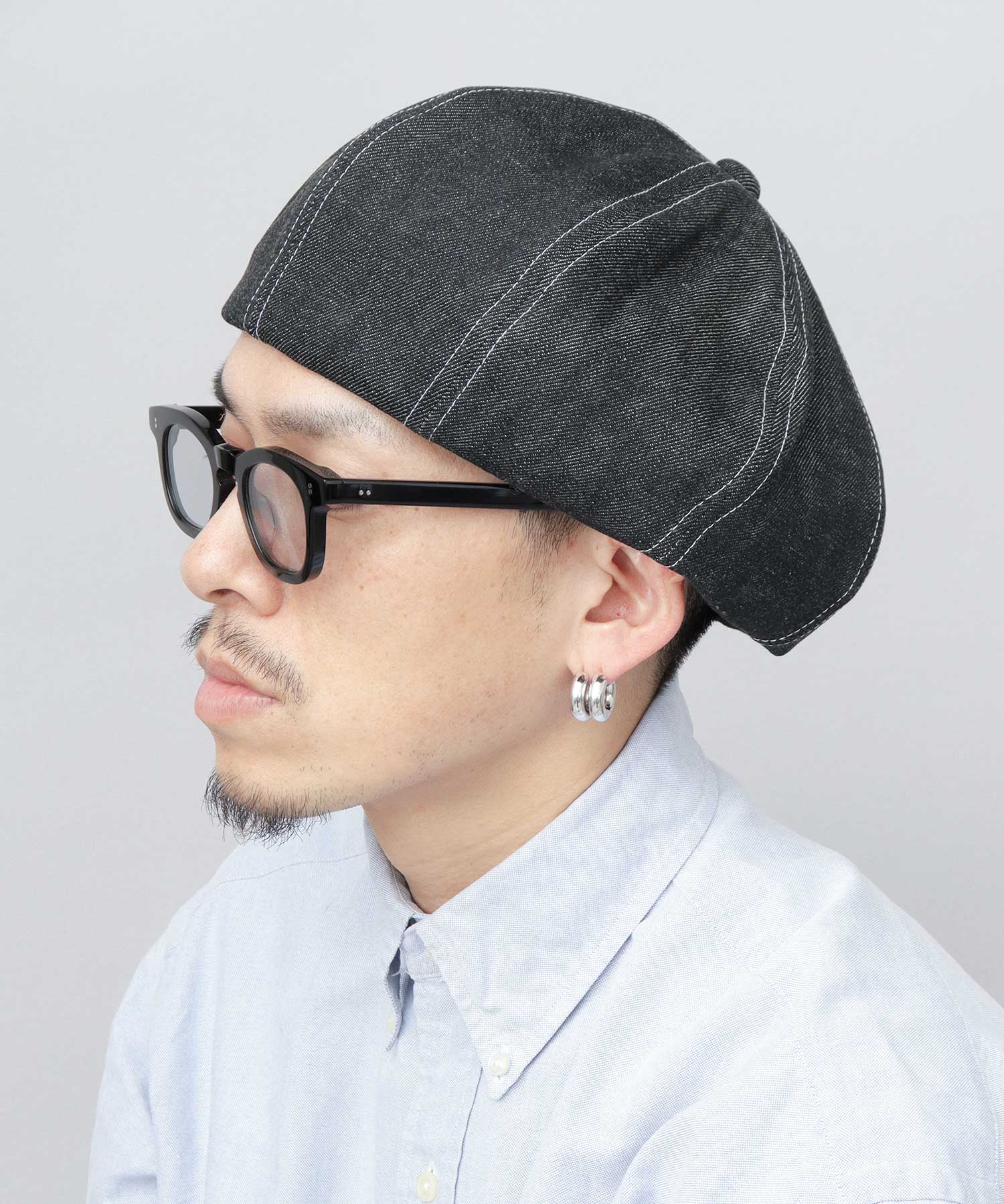 ミスターカバー Mr.COVER 日本製 12オンス 岡山産 リジットデニム ボリューム パネルベレー帽 (ネイビー) ネイビー