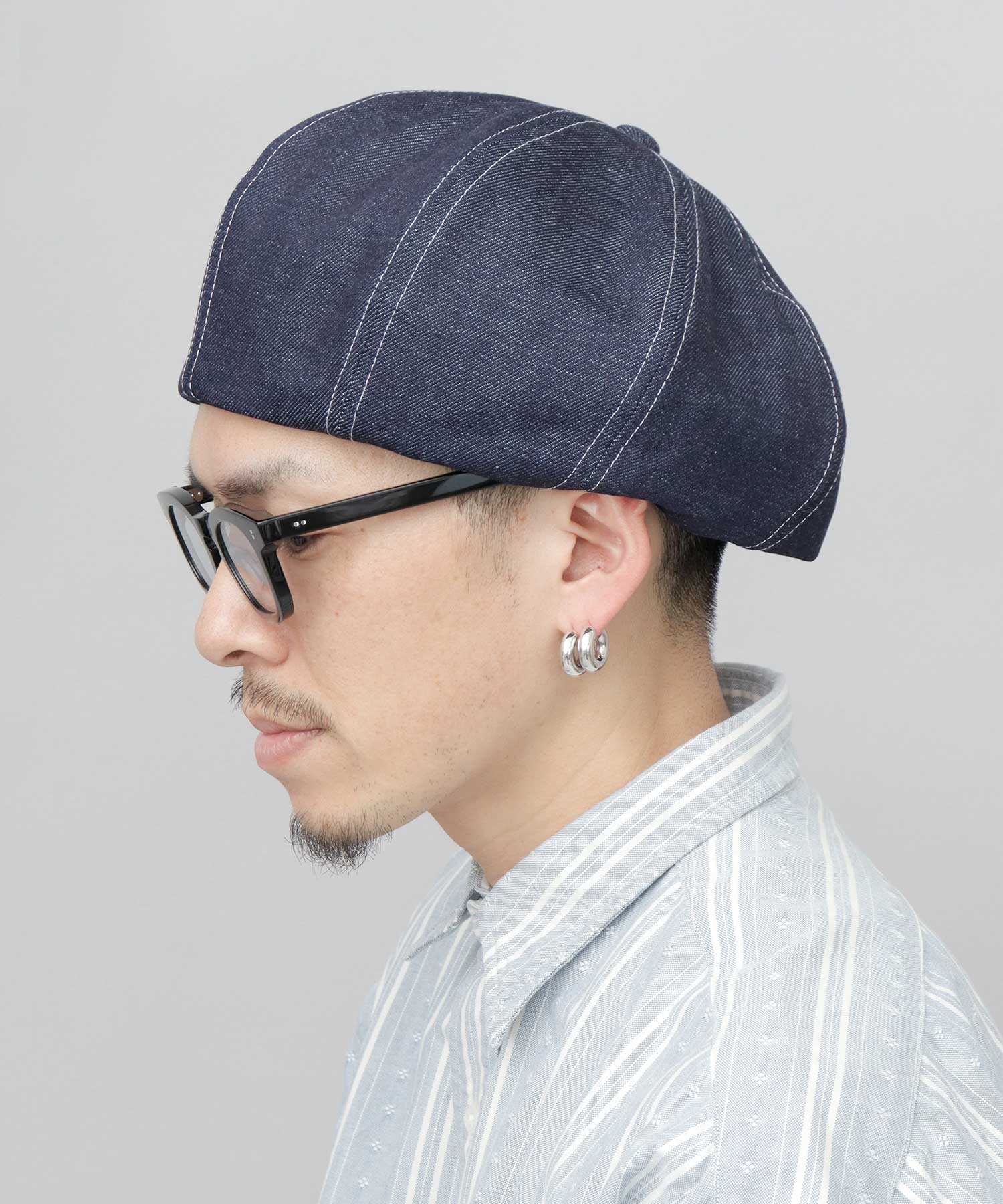 ミスターカバー Mr.COVER 日本製 12オンス 岡山産 リジットデニム ボリューム パネルベレー帽 (ネイビー) ネイビー