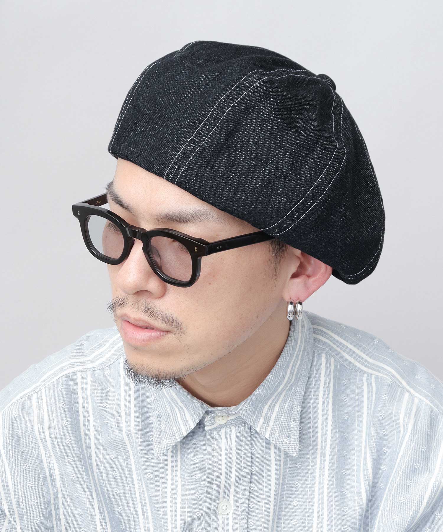 ミスターカバー Mr.COVER 日本製 12オンス 岡山産 リジットデニム ボリューム パネルベレー帽 (ネイビー) ネイビー