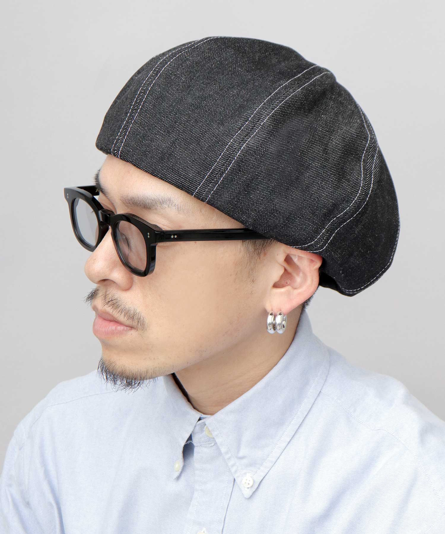 ミスターカバー Mr.COVER 日本製 12オンス 岡山産 リジットデニム ボリューム パネルベレー帽 (ブラック) ブラック