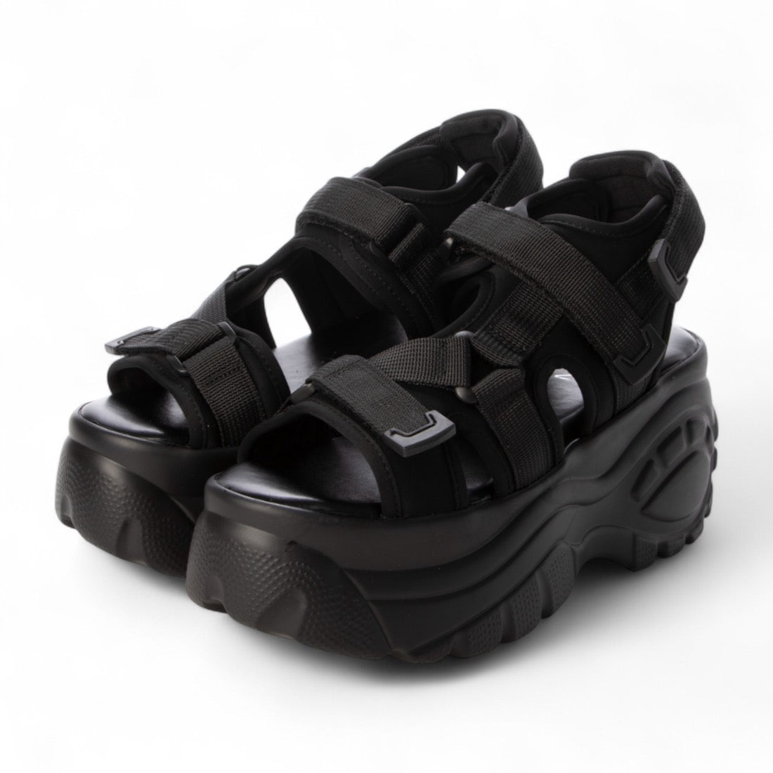 マフモフ Mafmof 【厚底】タンクソールスニーカーサンダル 623-WK (ブラック) ブラック