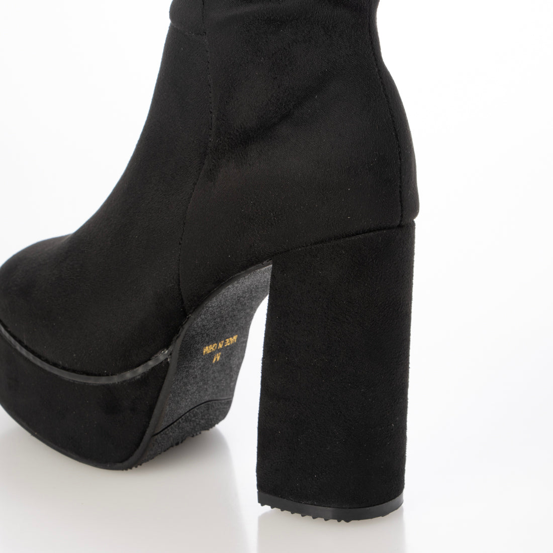 マフモフ Mafmof 【厚底】チャンキーヒールロングブーツ MF426 (ブラックスエード) ブラックスエード