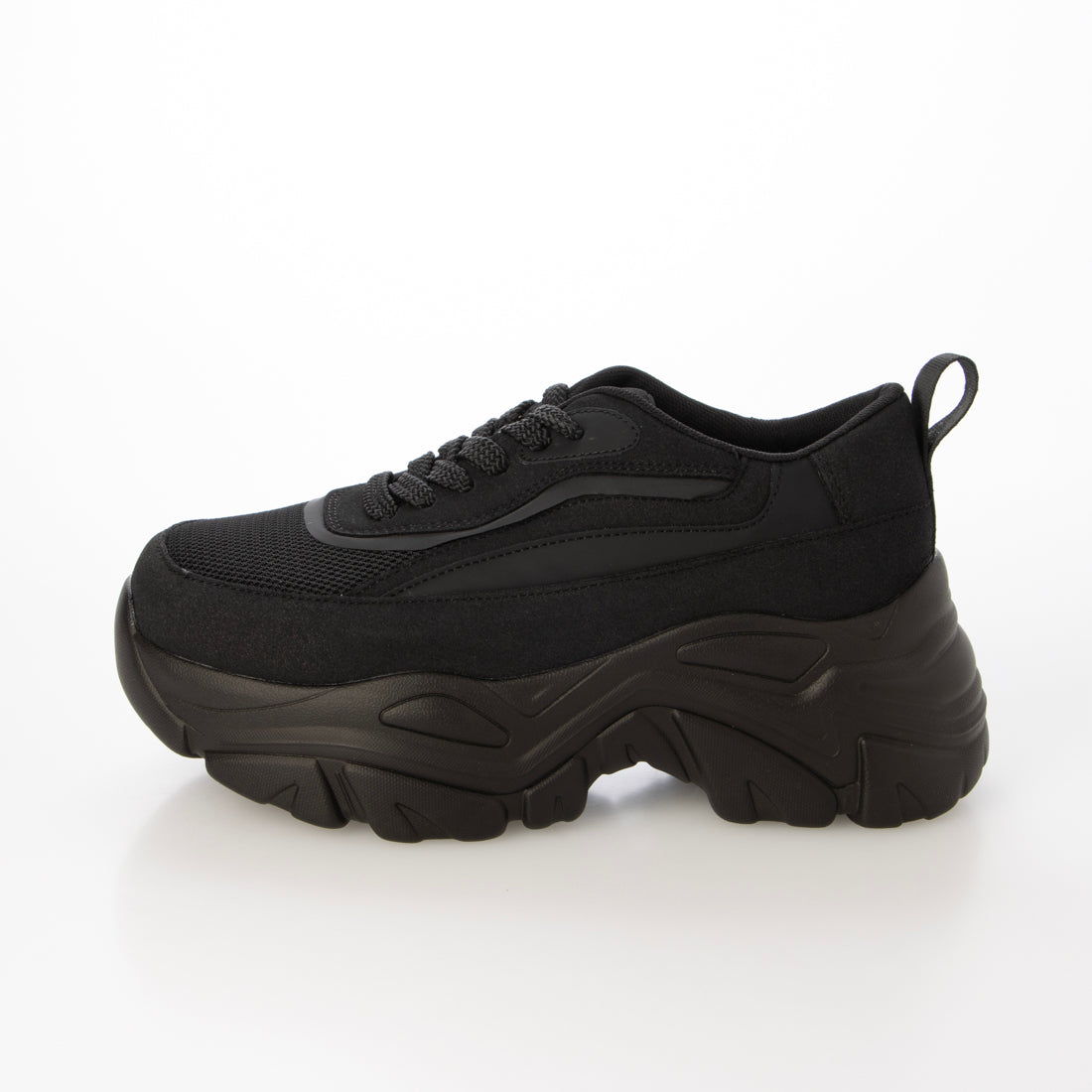 マフモフ Mafmof 【厚底】レースアップスニーカー MF438 (ブラック) ブラック