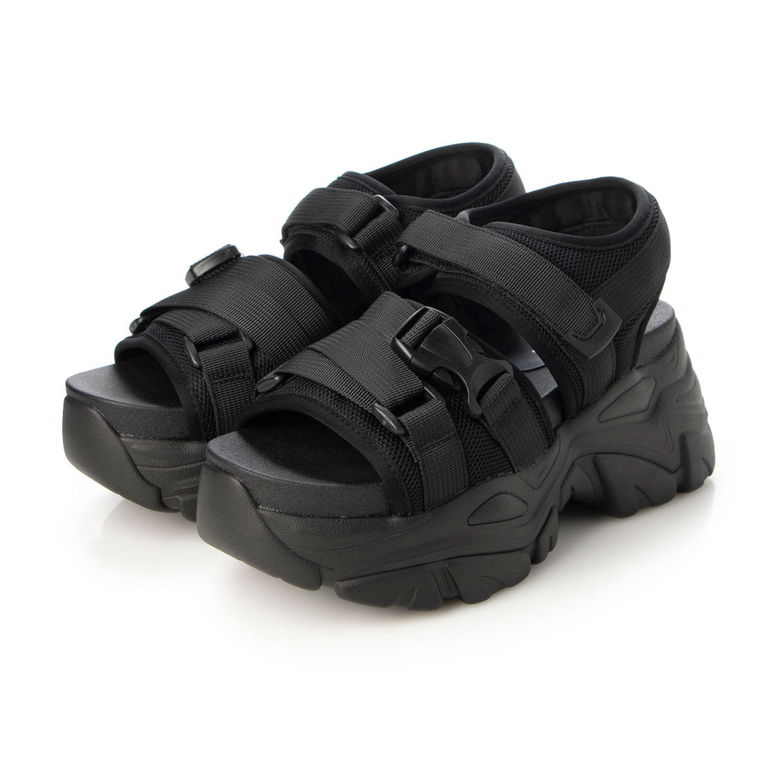 マフモフ Mafmof レディース サンダル 厚底 スポサン 445,ブラック