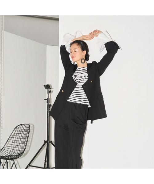 ミュール Mewl Mewl カットソー M251-85103 ボーダー フレアカフス (レッド+ホワイト) レッド+ホワイト