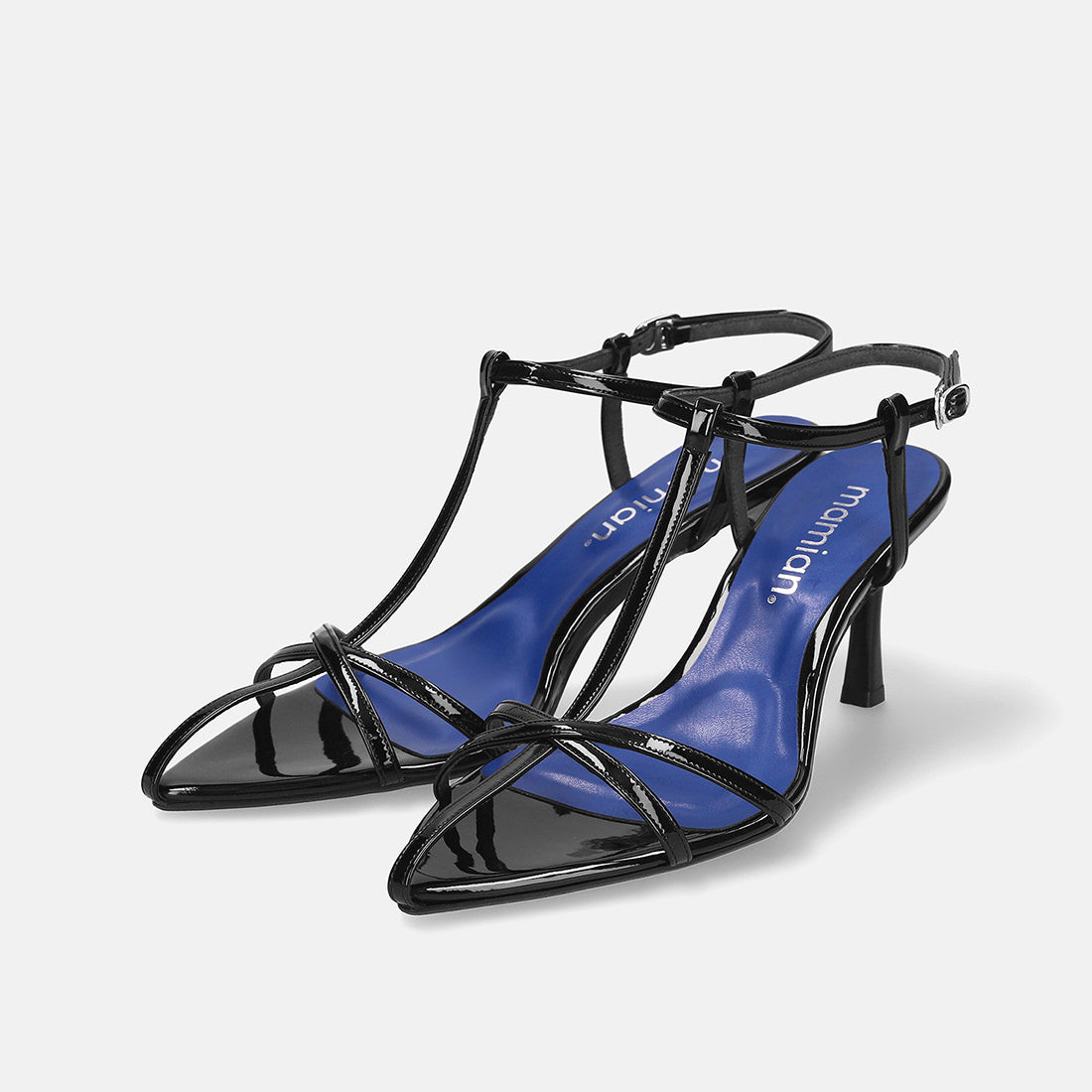 マミアン mamian 7.0cm ポインテッドトゥTストラップサンダル/m65107 (ブラックE) ブラックE