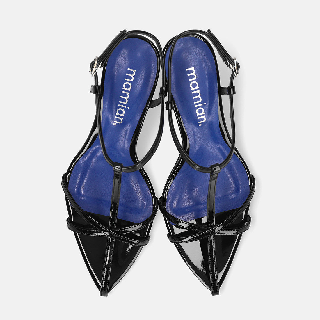 マミアン mamian 7.0cm ポインテッドトゥTストラップサンダル/m65107 (ブラックE) ブラックE