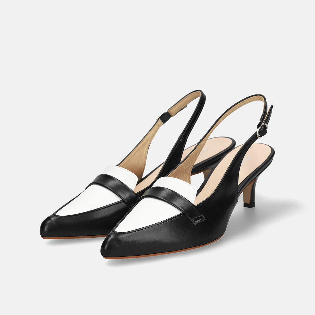 マミアン mamian 5.5cm バックストラップポインテッドトゥローファーパンプス/m55223 (ブラック/C) ブラック/C