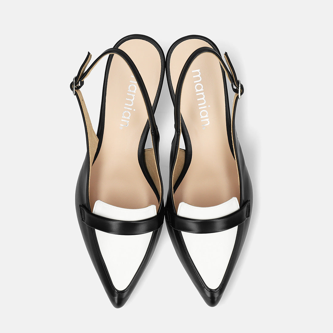 マミアン mamian 5.5cm バックストラップポインテッドトゥローファーパンプス/m55223 (ブラック/C) ブラック/C