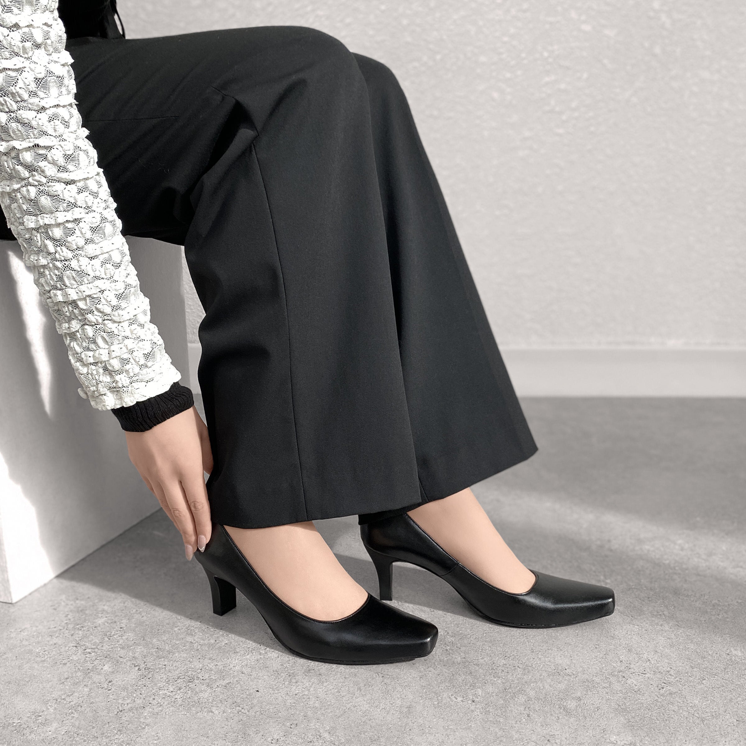 マミアン mamian 【 6.0cm スクエアトゥ 】フォーマルベーシックパンプス:iCoN BASIC/1660BC (ブラックスムース) ブラックスムース