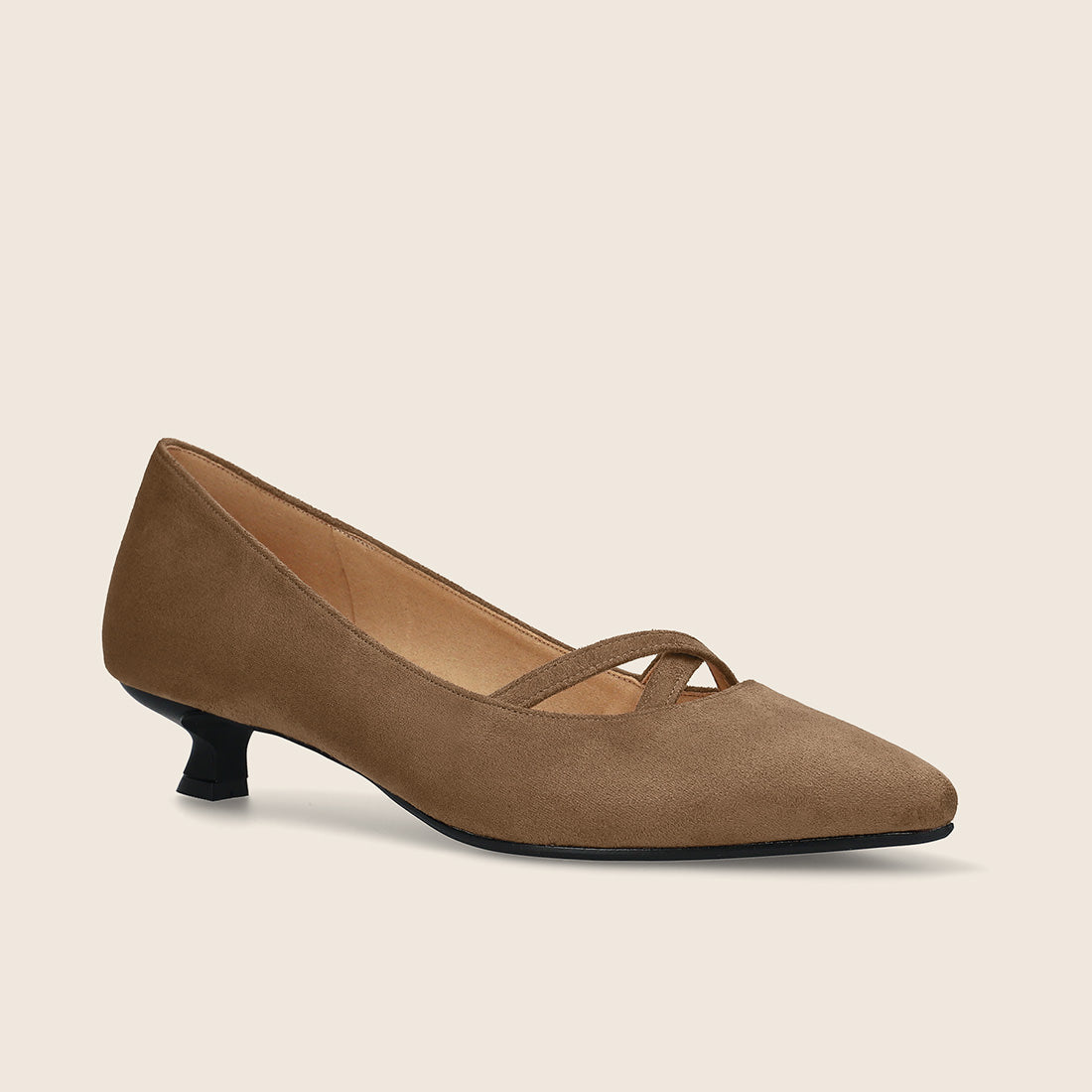 マミアン mamian 3.0cm クロスストラップデザインローヒールパンプス/m30003