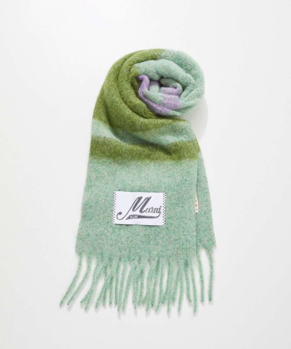 マルニ MARNI SCMC0122Y0 UAW037 マフラー SCARF レディース ウール ストライプ アルパカ モヘア スカーフ ストール フリンジ 大判