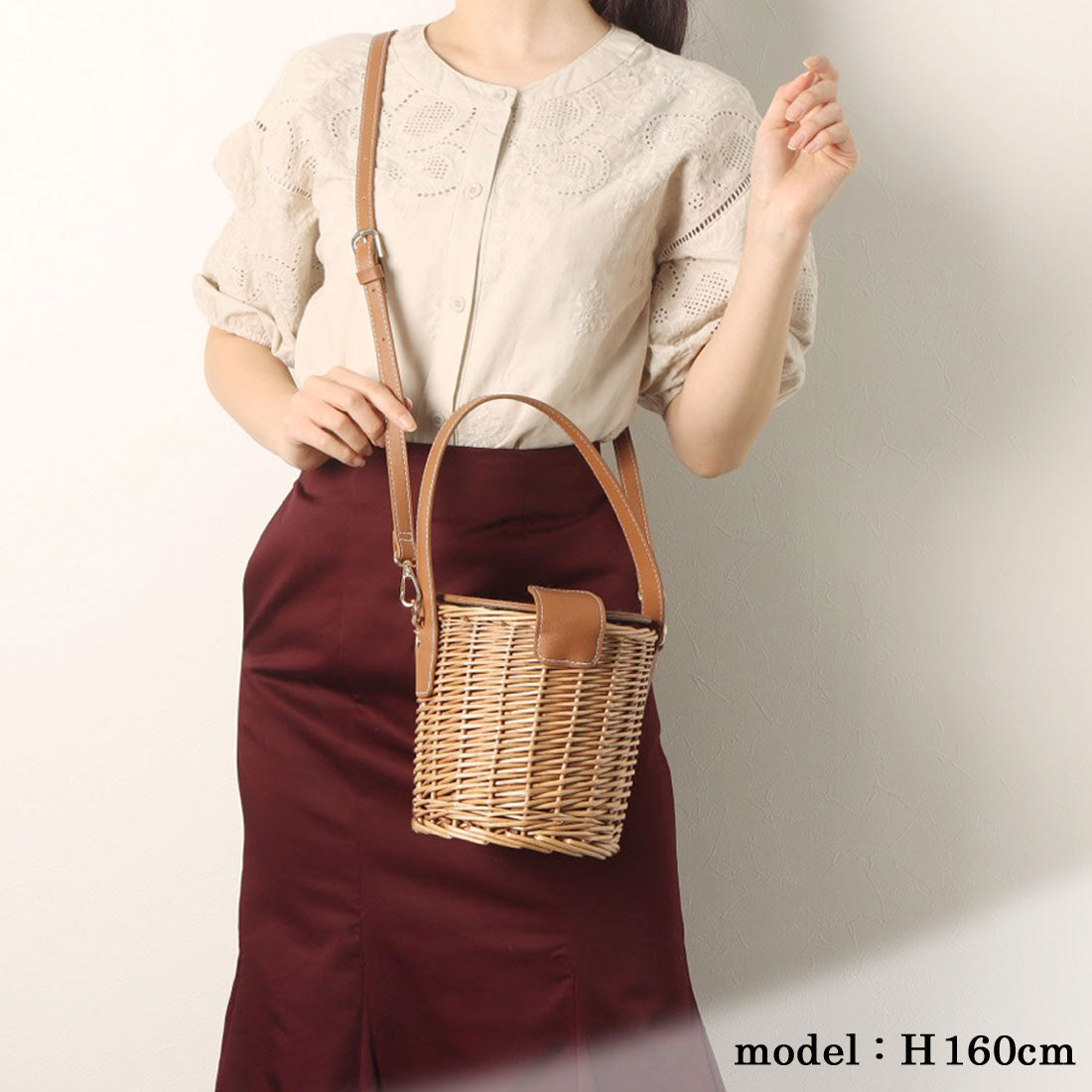メゾンヴェール maison vert 【柳バスケット使用】バケツかごバッグ