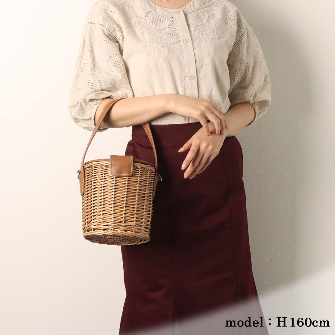 メゾンヴェール maison vert 【柳バスケット使用】バケツかごバッグ