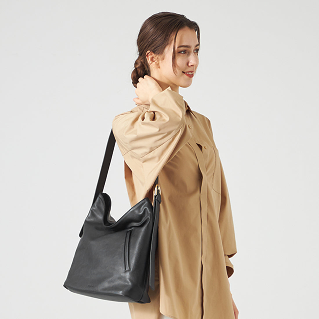 メゾンヴェール maison vert 【タテ型ワンハンドル2WAY】ワンハンドル2WAYショルダー (ブラック) ブラック