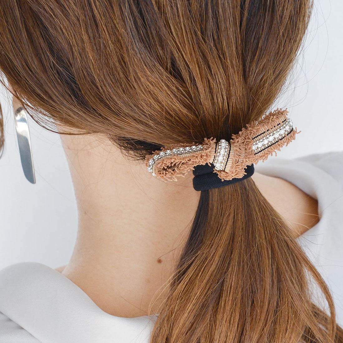 マ シェール コゼット ma chere cosette 【WEB限定】チェーン刺繍リボンヘアゴム,ブラウン