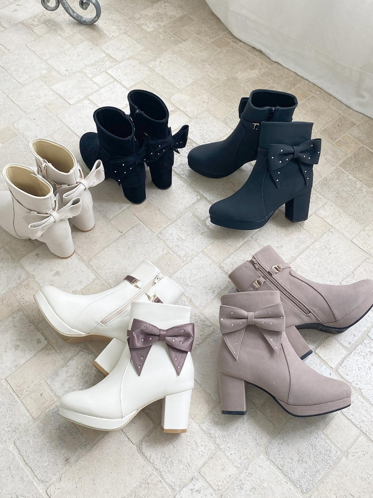 マジェスティックレゴン MAJESTIC LEGON 3WAYビジューリボンブーツ (ブラック) ブラック