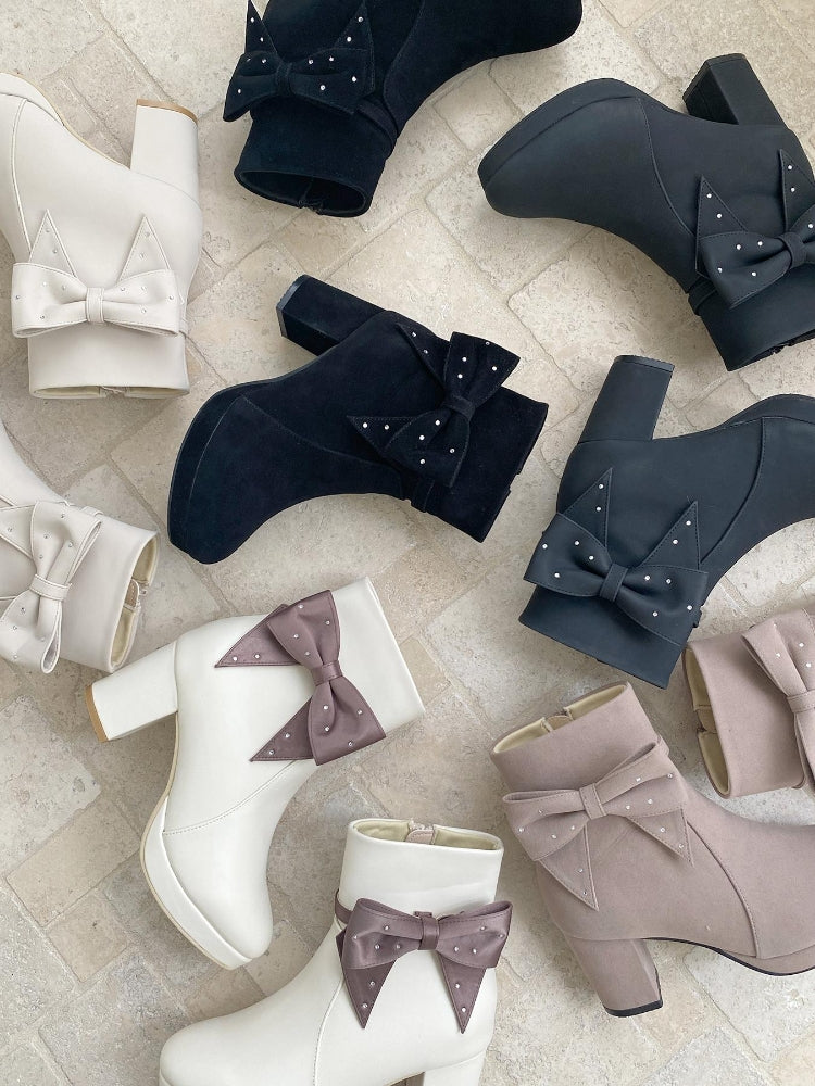 マジェスティックレゴン MAJESTIC LEGON 3WAYビジューリボンブーツ (ブラック) ブラック