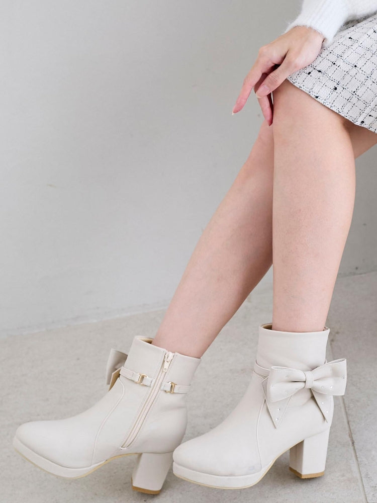 マジェスティックレゴン MAJESTIC LEGON 3WAYビジューリボンブーツ (ブラック) ブラック