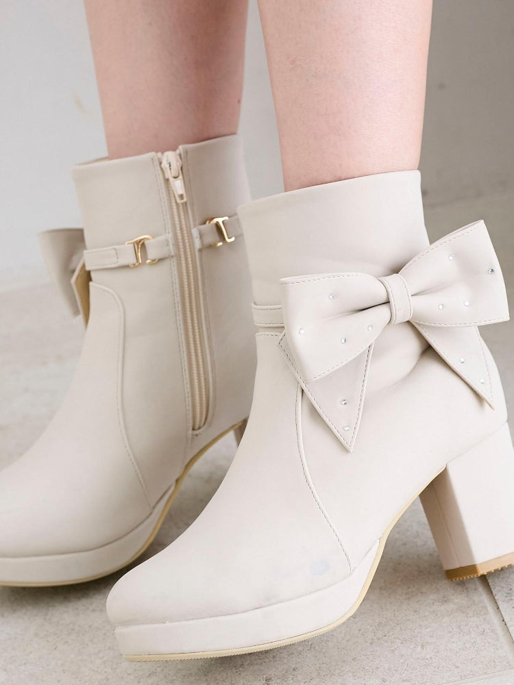 マジェスティックレゴン MAJESTIC LEGON 3WAYビジューリボンブーツ (ブラック) ブラック