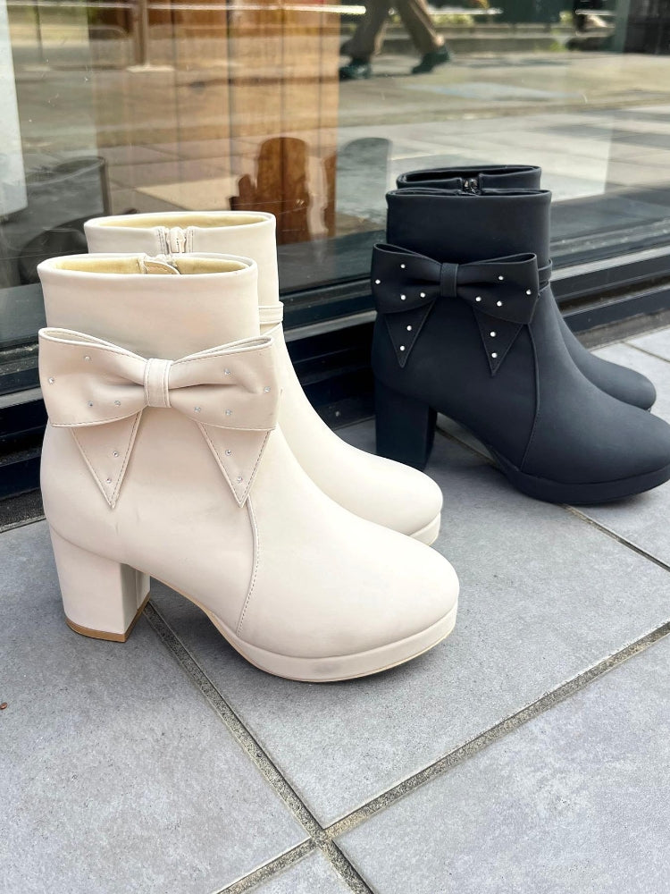 マジェスティックレゴン MAJESTIC LEGON 3WAYビジューリボンブーツ (ブラック) ブラック