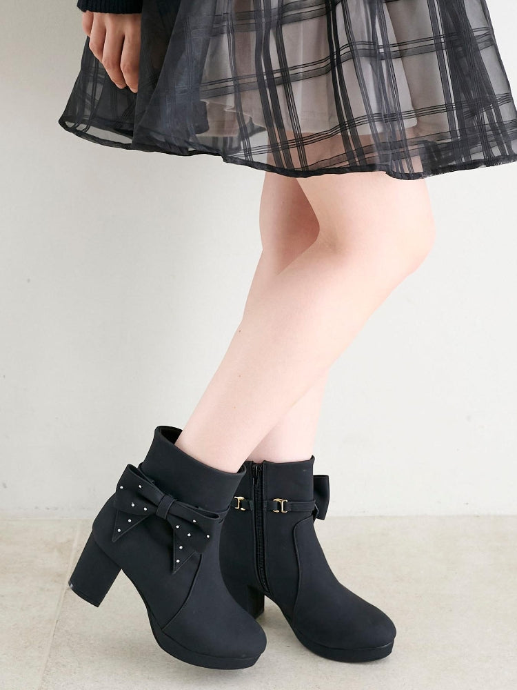 マジェスティックレゴン MAJESTIC LEGON 3WAYビジューリボンブーツ (ブラック) ブラック