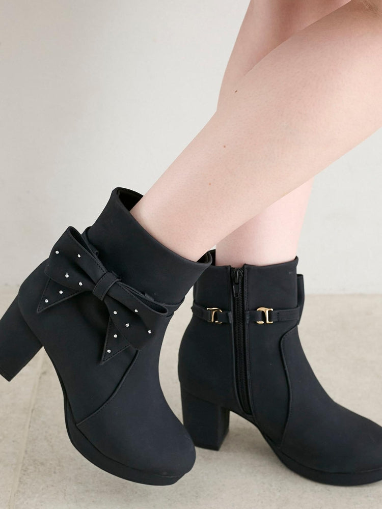 マジェスティックレゴン MAJESTIC LEGON 3WAYビジューリボンブーツ (ブラック) ブラック