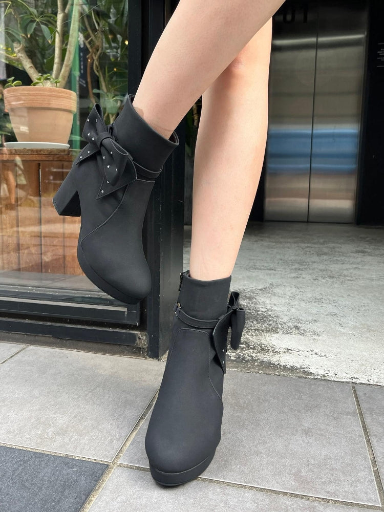 マジェスティックレゴン MAJESTIC LEGON 3WAYビジューリボンブーツ (ブラック) ブラック