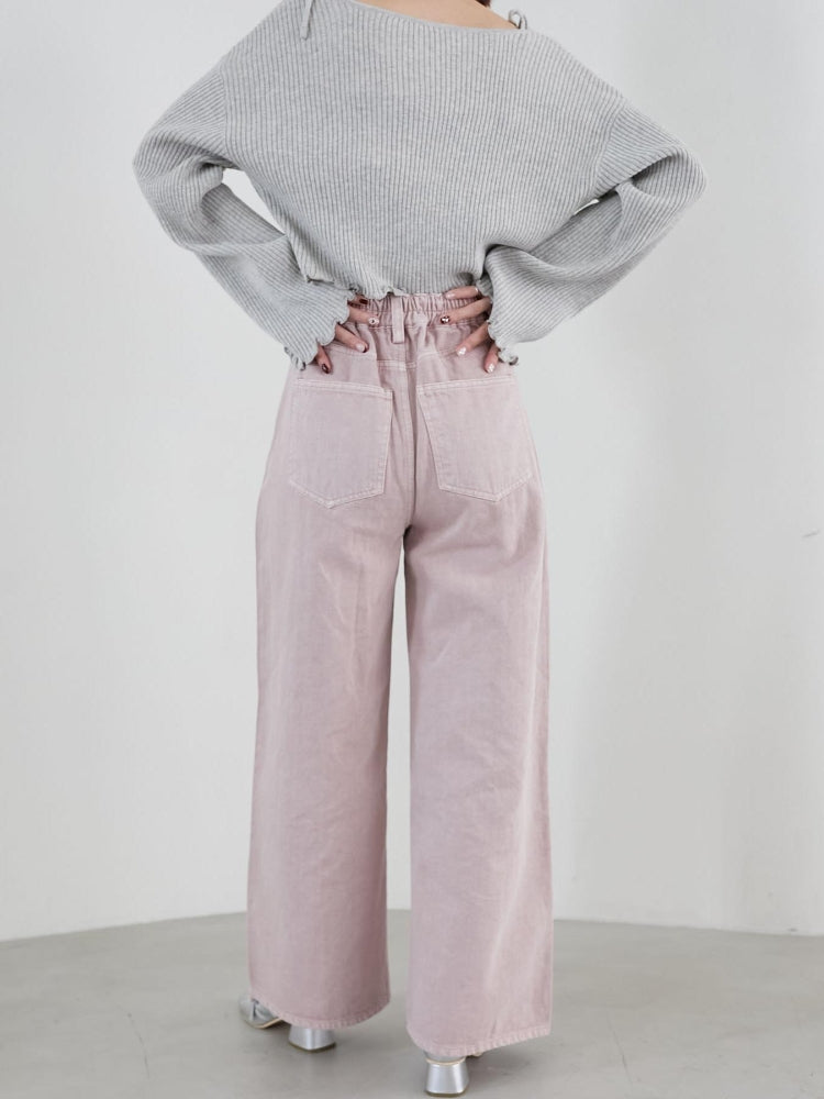 マジェスティックレゴン MAJESTIC LEGON リボンビジューデニムパンツ (ネイビー) ネイビー