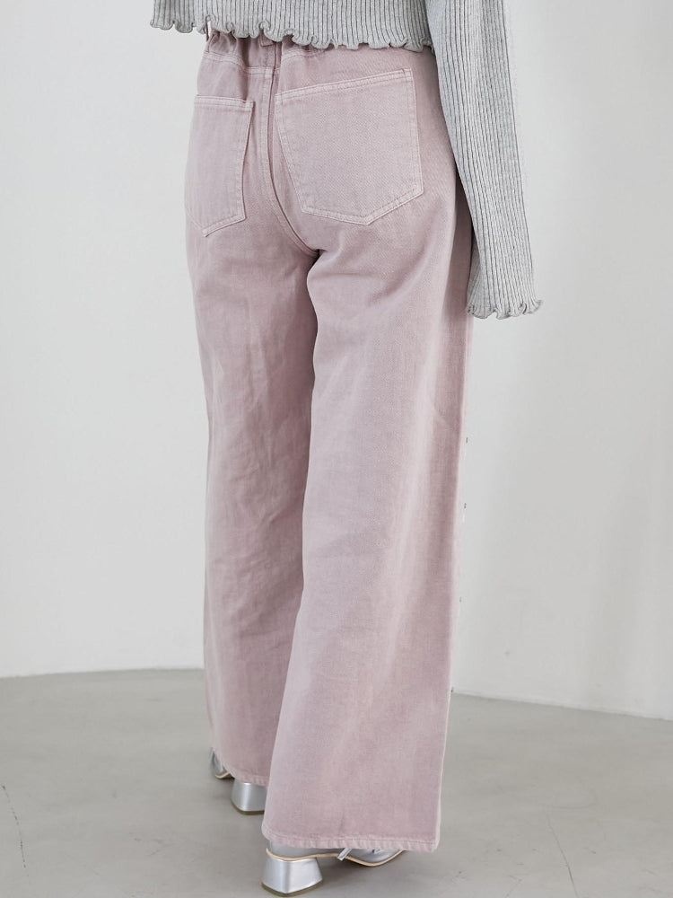 マジェスティックレゴン MAJESTIC LEGON リボンビジューデニムパンツ (ネイビー) ネイビー