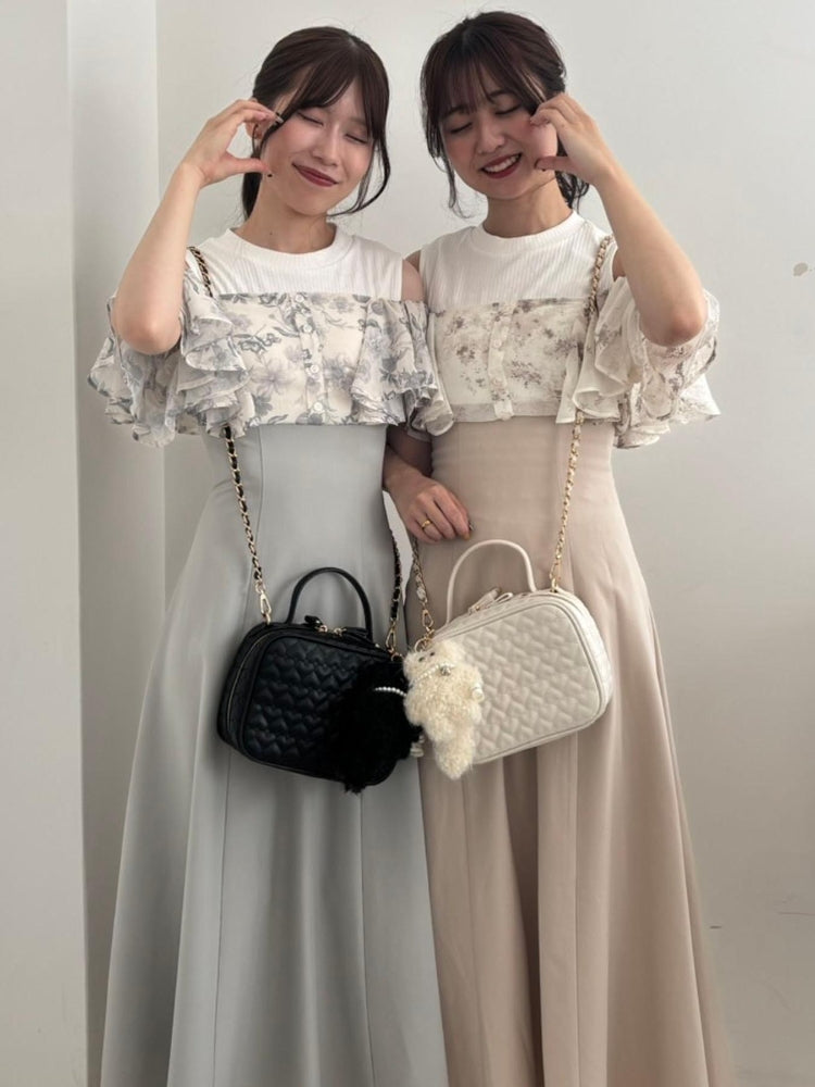 マジェスティックレゴン MAJESTIC LEGON ウエストきゅっとフリルフレアワンピ (ブラック) ブラック