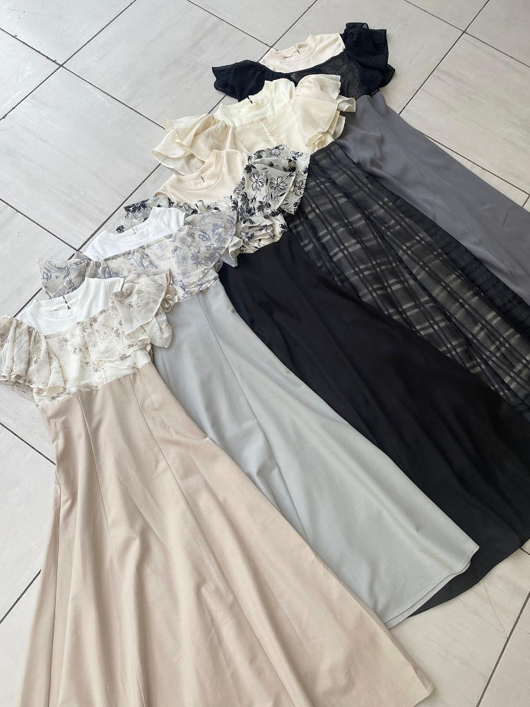 マジェスティックレゴン MAJESTIC LEGON ウエストきゅっとフリルフレアワンピ (ブラック) ブラック