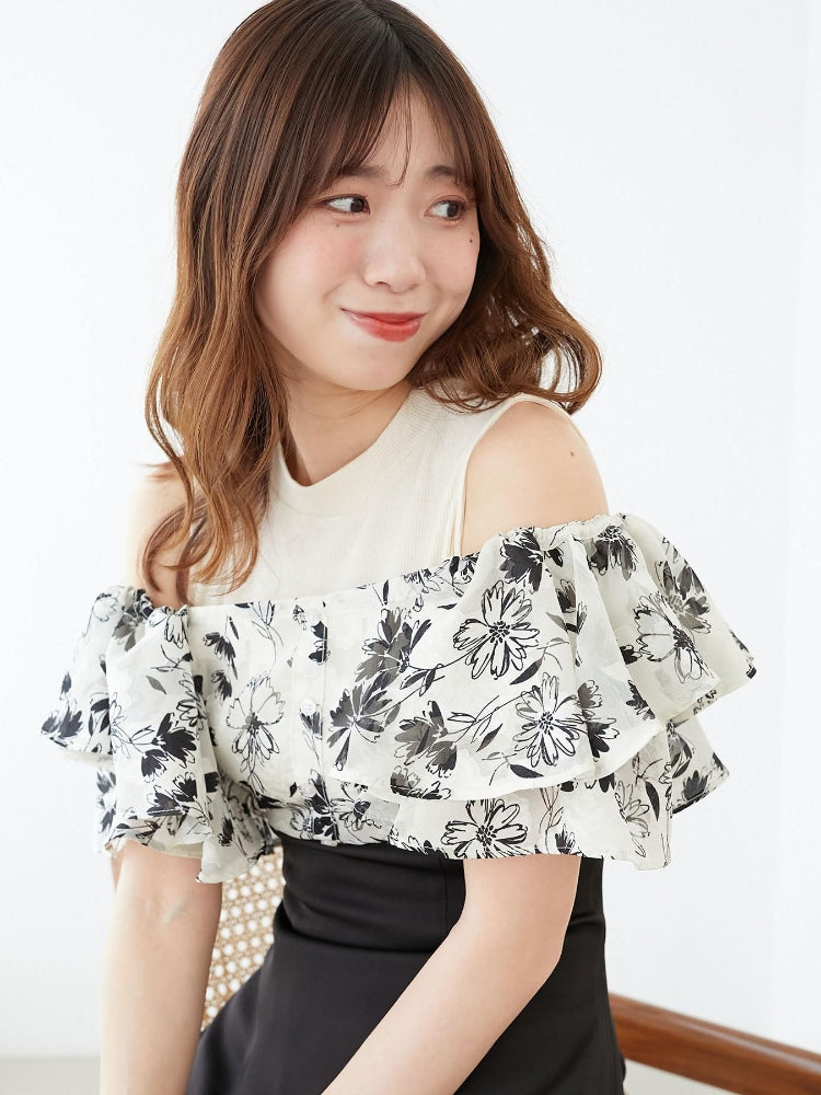 マジェスティックレゴン MAJESTIC LEGON ウエストきゅっとフリルフレアワンピ (ブラック) ブラック