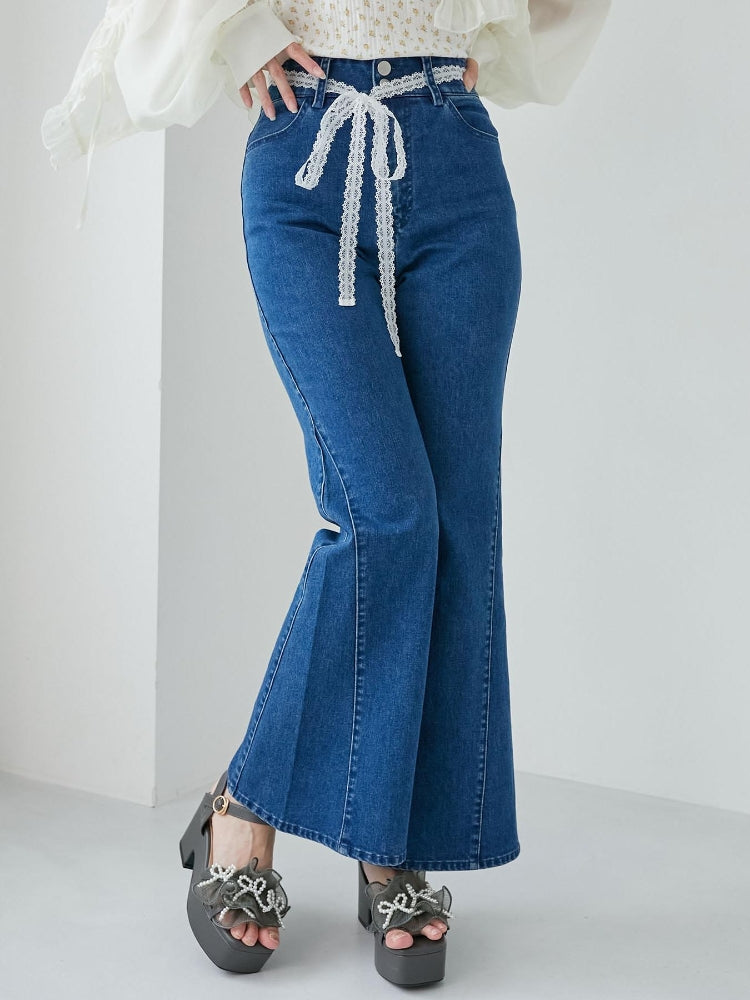 マジェスティックレゴン MAJESTIC LEGON ヒップハートフレアパンツ (ブルー) ブルー