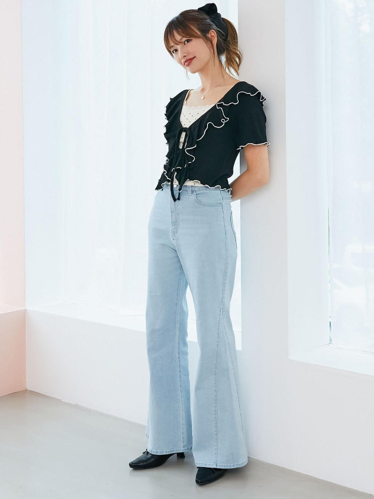 マジェスティックレゴン MAJESTIC LEGON ヒップハートフレアパンツ (ブルー) ブルー