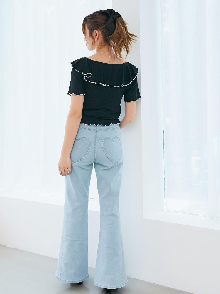 マジェスティックレゴン MAJESTIC LEGON ヒップハートフレアパンツ (ブルー) ブルー